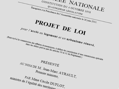 Projet de Loi ALUR - Source image : toutsurlimmobilier.fr :