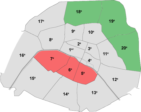 Arrondissements parisiens les plus chers (loyer moyen au m²)