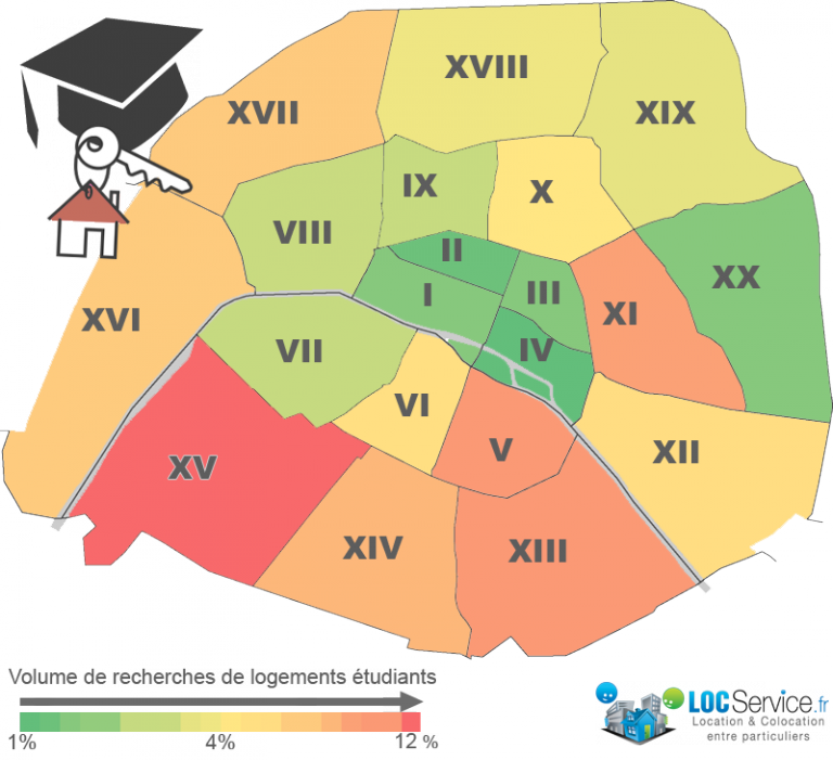 Les arrondissements les plus demandés en logement étudiant en 2016