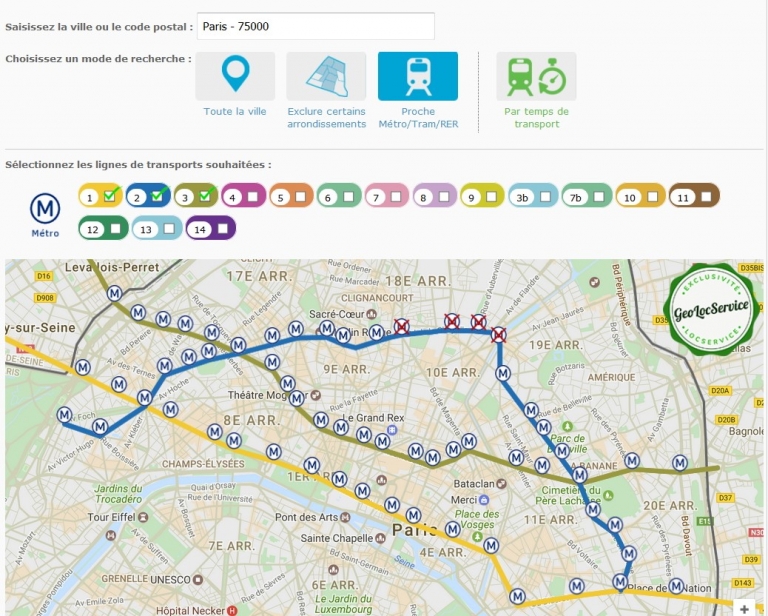 Capture d'écran GeoLocService
