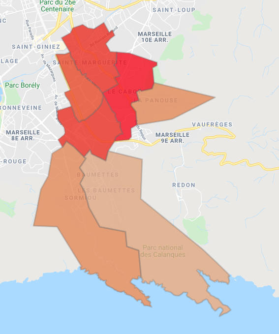 March locatif selon les quartiers de Marseille 9